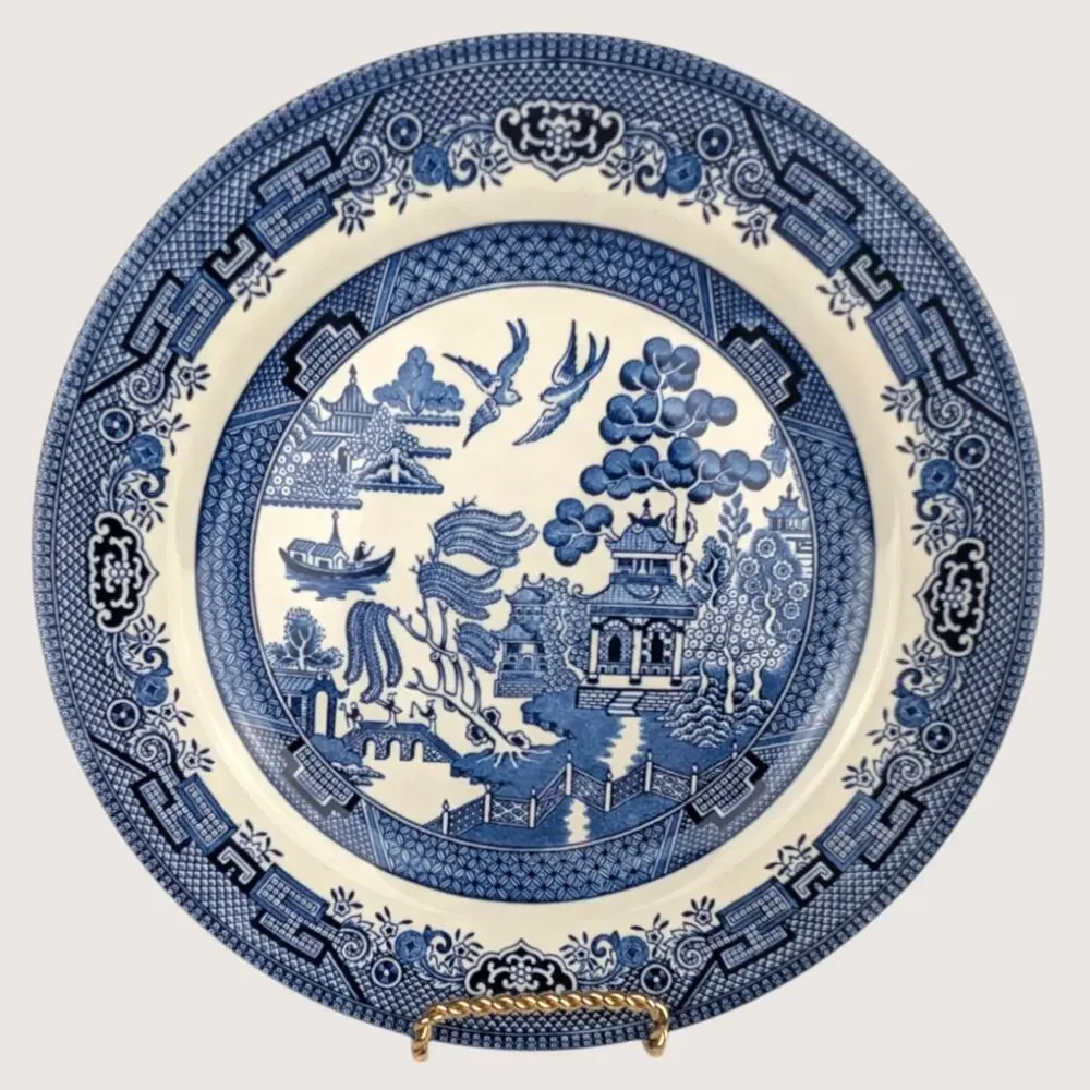 Vintage Churchill Classic Blue Willow 3 Piece Tableware Set